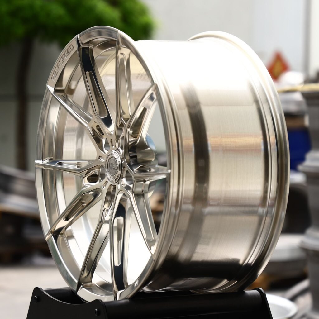 5x120 wheels – Transparent Gold Brushed 10-Spoke Star (Wheelforce-Style), side view