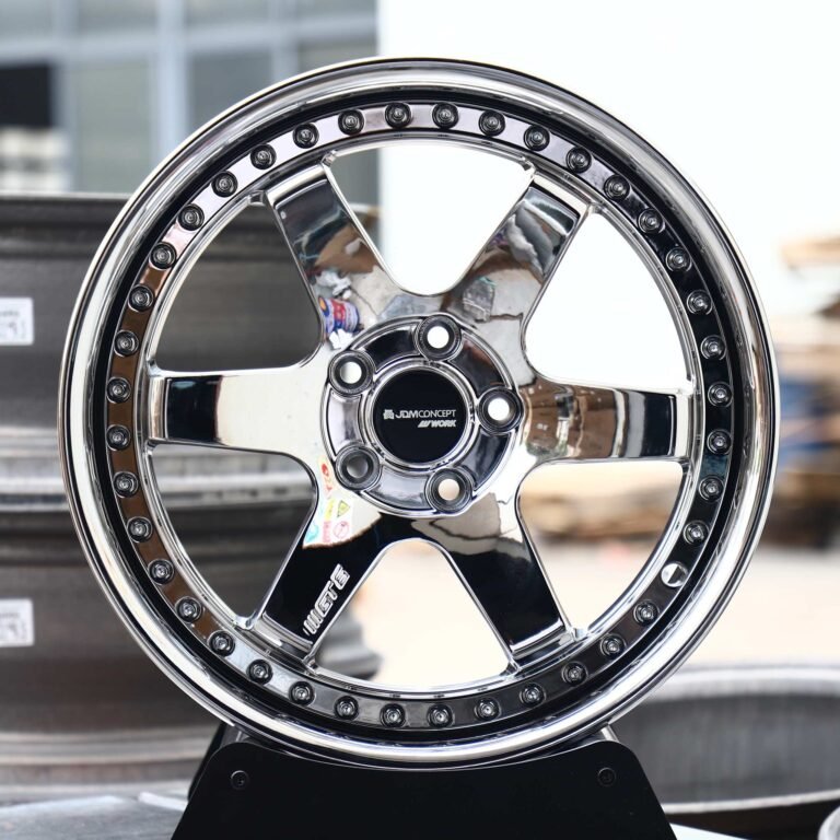 Honda Civic Type R wheels – Chrome 6-Spoke 2-Piece Deep Lip (Work-Style), front view