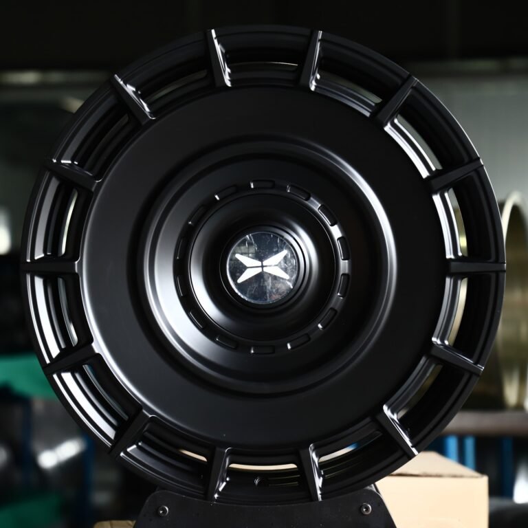 XPeng G9 wheels – Satin Black Slotted Disc (XPeng OEM-Style), front view