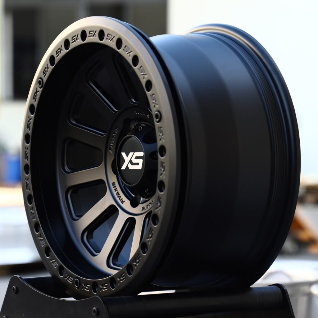 5x127 wheels – Matte Black 14-Spoke Bolted Ring Beadlock (XS-Style), side view